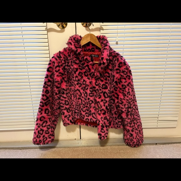 Leopard print hot pink jacket NWOT - Picture 2 of 5